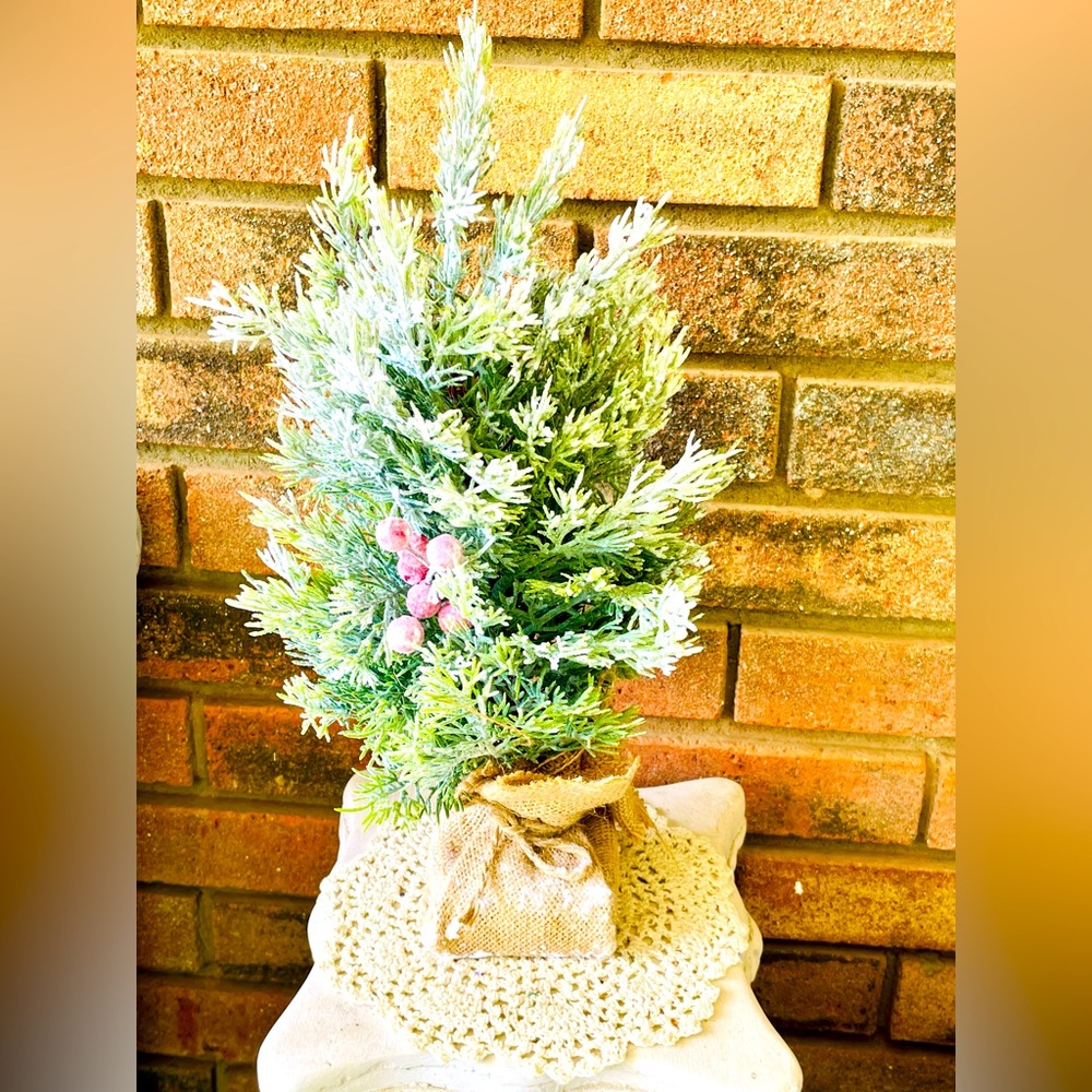 *Frosted Cedar & Red Berry Tree, 15”